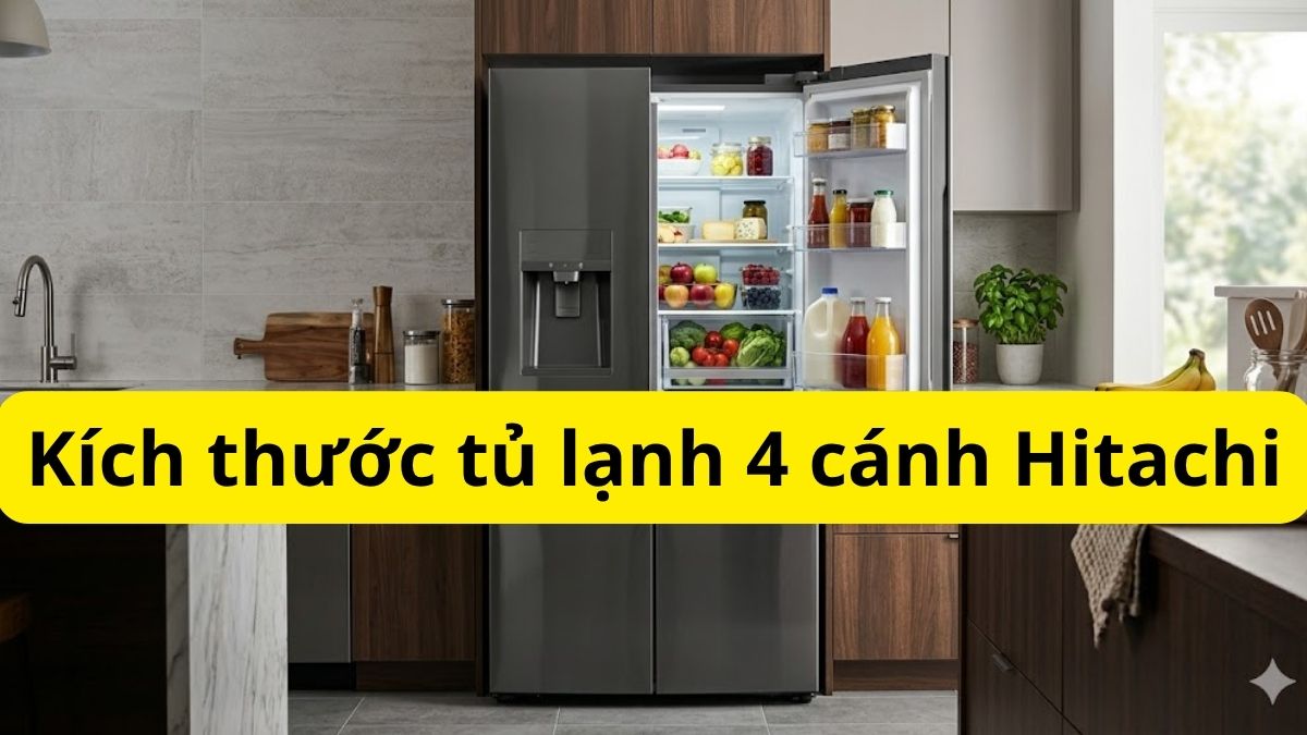 Tổng hợp kích thước tủ lạnh 4 cánh Hitachi đầy đủ